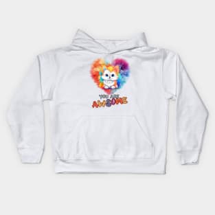 Fluffy: "You are awsome" collorful, cute, furry animals Kids Hoodie